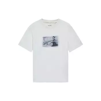 Футболка мужская с коротким рукавом и круглым вырезом с принтом из мультфильма «Пиноккио», коллекция Li Ning X Disney, цвет белый, песочно-серый, AHSS453-6 S