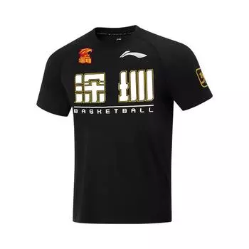 Футболка мужская с коротким рукавом и круглым вырезом Li Ning CBA Series 24 Season Shenzhen Team Basketball, черная, ATSU953-2 M