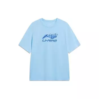 Футболка мужская с коротким рукавом и круглым вырезом Li Ning Sports Lifestyle Series с логотипом, цвет Ice-Blue AHST175-2 M