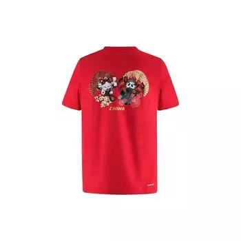 Футболка мужская с коротким рукавом и круглым вырезом Li Ning Cartoon Print Sports, малиново-красная AHSR563-2 M