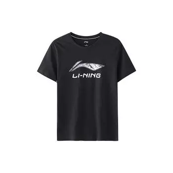Футболка мужская с коротким рукавом и круглым вырезом Li Ning Training Series с логотипом, черная, AHSM173-5 L