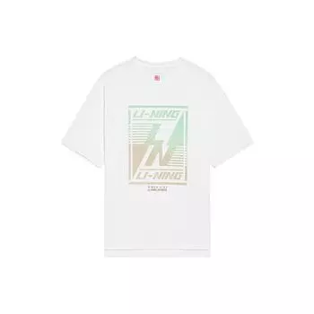 Футболка мужская с коротким рукавом и круглым вырезом Li Ning Pattern Printed, свободная, белая AHSS127-1 XXL