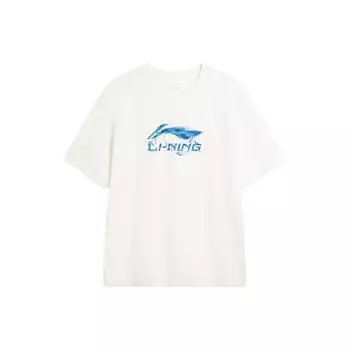 Футболка мужская с коротким рукавом и логотипом Li Ning Sports Lifestyle Series, свободная, с круглым вырезом, с белым оттенком AHSU303-8 M