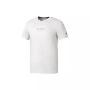 Футболка мужская с коротким рукавом и принтом логотипа Li Ning Running Series, однотонная, с круглым вырезом, белая ATSS061-1 S