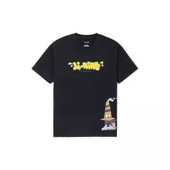 Футболка мужская с коротким рукавом Li Ning X Persue Artist Collaboration Cartoon Pattern, свободная, черная, AHSS063-3 L