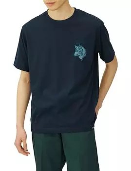 Футболка мужская с коротким рукавом Moisture Quick Moisture JP WOLF FACE EMB SS High Performance Daily Use синяя [Jack Wolfskin] (TEXADRI Абсорбент, Осушающий,