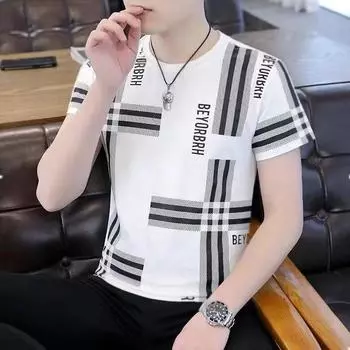 Футболка мужская с коротким рукавом, новая, ice silk ice slim, с принтом, мужская верхняя одежда с коротким рукавом M белый