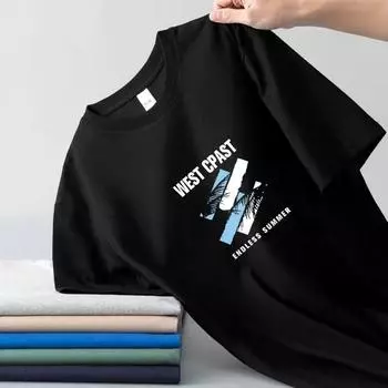 Футболка мужская с короткими рукавами Футболка мужская с короткими рукавами Ice Silk Летняя базовая рубашка с круглым вырезом Повседневная футболка мужская M красный