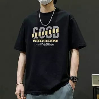 Футболка мужская с короткими рукавами и круглым вырезом, с хорошим узором, хлопковая, повседневная, с пуловерами L