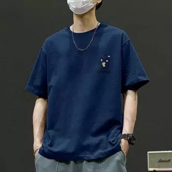 Футболка мужская с короткими рукавами и рисунком лапки, повседневные хлопковые свитера с круглым вырезом S