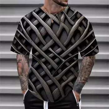 Футболка мужская с короткими рукавами и специальным визуальным эффектом, свободного покроя, с круглым вырезом, размер плюс 7XL, повседневная футболка для мужчин 7XL