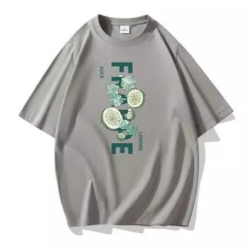 Футболка мужская с короткими рукавами и зеленым лимонным узором, 100% хлопок, повседневная, большой размер S