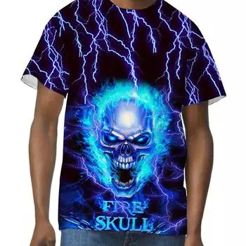 Футболка мужская с принтом 3D-черепов больших размеров, классные футболки с коротким рукавом, мужская одежда S