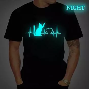 Футболка мужская с принтом «Биение кошачьего сердца» 3D Harajuku Street Top Sportswear Breathable Loose T Shirt S