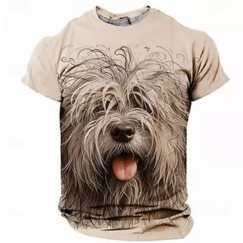 Футболка мужская с принтом Dog Funny Retro Vintage Casual 3D, уличная повседневная футболка Bar с коротким рукавом и круглым вырезом, одежда для весны и лета S