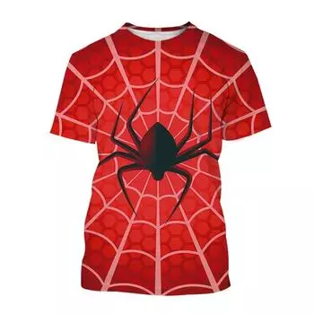 Футболка мужская с принтом паука 3D, летняя, забавная, с принтом животных, повседневная, с коротким рукавом, модная, индивидуальная, креативная, с круглым воротником в стиле Харадзюку S
