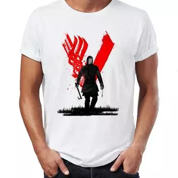 Футболка мужская с принтом викингов футболки для мальчиков Ragnar Camiseta Lothbrok Floki S верфь Badass Awesome S белый