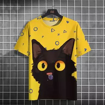 Футболка мужская с забавным рисунком животных, 3D-принт, короткий рукав, свободная повседневная мужская одежда, летние быстросохнущие спортивные рубашки, свободные футболки для мужчин S