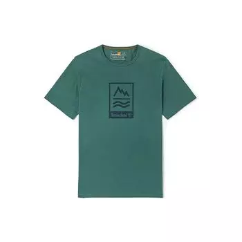 Футболка мужская Timberland American Vintage Outdoor Casual Breathable Printed с коротким рукавом, сине-зеленая A61NW-CL6 S