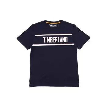 Футболка мужская Timberland Letter из хлопка с дышащим эффектом, повседневная, с коротким рукавом, синяя A2DSV-433 L