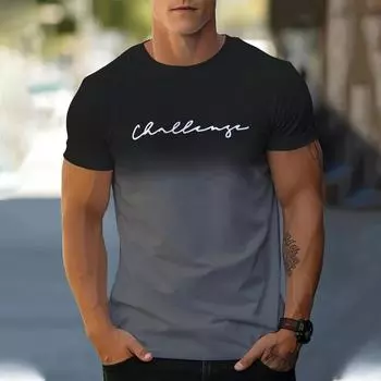 Футболка мужская уличная Harajuku с простым градиентным узором и буквенным принтом, свободная, с короткими рукавами и круглым вырезом, большие топы, футболки XS