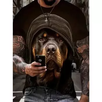 Футболка мужская уличная летняя 3D-печать с изображением собаки, повседневная, с короткими рукавами и круглым вырезом, большого размера, персонализированная, крутая, модная, спортивная, повседневная S