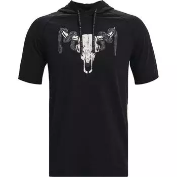 Футболка мужская Under Armour Johnson Series American Vintage с принтом головы быка, повседневная спортивная с капюшоном и коротким рукавом, черная 1361719-001 L