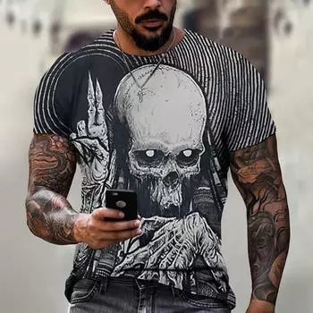 Футболка на Хэллоуин Мужская футболка с рисунком черепа 3D-принт S