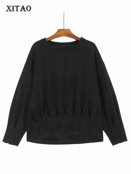 Футболка нестандартного однотонного цвета с длинным рукавом XITAO DMJ4181 One Size белый