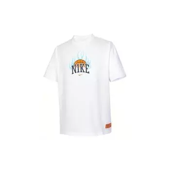 Футболка Nike Letter Print Round Neck Casual Breathable Sports с коротким рукавом и заниженной линией плеч для мужчин, белая HF6156-100 XXL