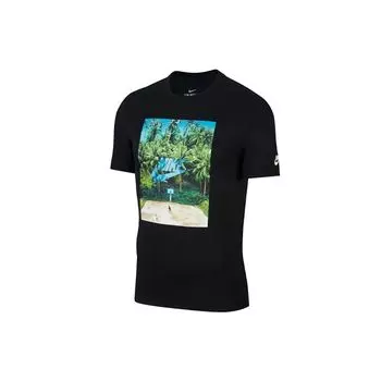 Футболка Nike Sportswear Landscape Pattern Printed Casual Breathable Crew Neck Short Sleeve T Shirt Men Tops Black BV7498-010 S