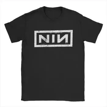 Футболка NIN Retro Logo Nine Inch Nails, мужская модная хлопковая футболка с круглым вырезом и коротким рукавом, идея для подарка, одежда S чёрный