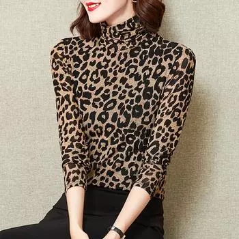 Футболка, нижняя часть, рубашка, женская, весна, осень и зима, новый полуводолазка, утолщенный внутренний топ с длинными рукавами M