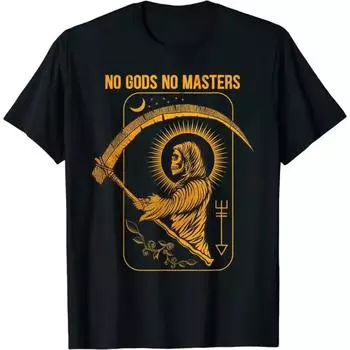Футболка No Gods No Masters Satanic Evil Baphomet Tarot Death Satan S бежевый