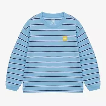 Футболка North Face Kids Glan Stripe с длинным рукавом и круглым вырезом небесно-голубого цвета Nt7tr04t SKY BLUE/100