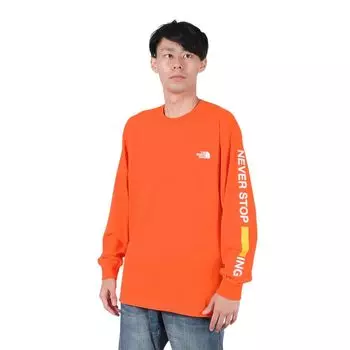 Футболка North с длинным рукавом, выкройка и пошив, длинная, T NEVER SOP ING TNF, оранжевый, размер L [The Face] L/S