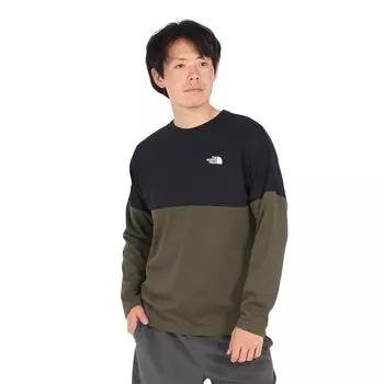 Футболка North с длинным рукавом, выкройка и пошив, длинная, Nuptse, новая, размер M [The Face], футболка L/S, двухцветная, серо-коричневая/черная