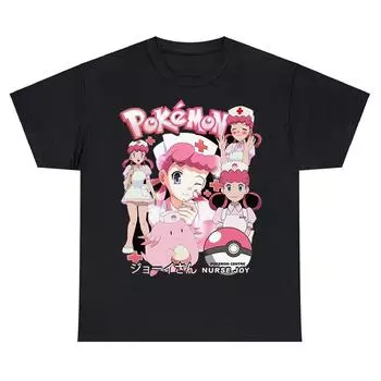 Футболка Nurse Joy в стиле хип-хоп, классное японское аниме, Harajuku, короткий рукав, хлопковые топы, уличная одежда, винтажная повседневная футболка унисекс S