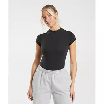 Футболка облегающая из джерси GYMSHARK, черная B5A1P BB2J