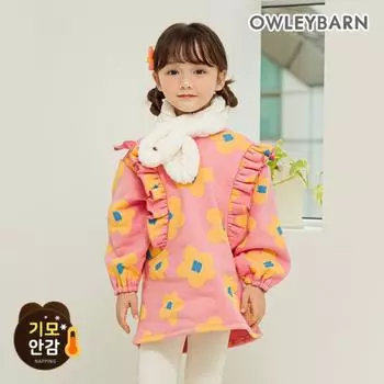 Футболка Olivean Big Flower из флиса длинная розовая Pink/140