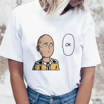 Футболка One Punch Man, футболка, топ, забавная футболка для Ulzzang Harajuku, корейские футболки с графикой 3XL белый