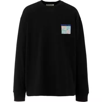 Футболка Onitsuka Tiger LS с простым рисунком в виде букв и аниме, мягкая и удобная повседневная футболка с длинным рукавом, унисекс, черный цвет 2183B380-001 M