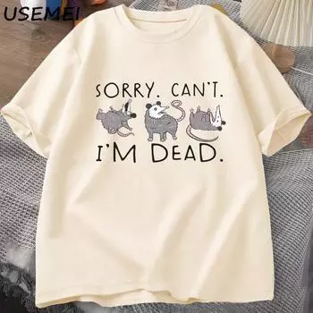 Футболка «Опоссум» для любителей опоссума, забавная футболка с рисунком, футболки с изображением тревожности, хлопковые футболки с короткими рукавами и графикой, уличная одежда S бежевый