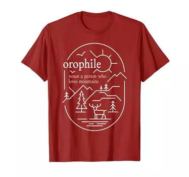 Футболка Outdoorsy Gift MountainsOrophile Definition красный