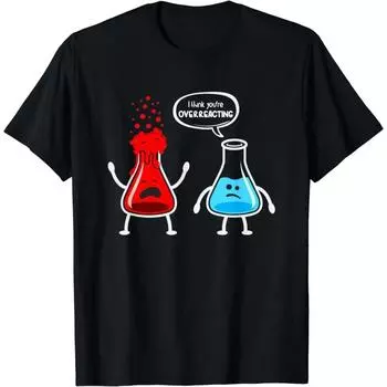 Футболка Overreacting Funny Chemistry Nerd - классический крой, круглый вырез, короткий рукав, черная S чёрный