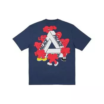 Футболка Palace Tri-Hearts Темно-синие топы унисекс Синяя P26TS028 M