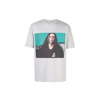 Футболка Palace Wise Up с принтом и изображением художника-катастрофы Джеймса Франко, мужские топы с рисунком, серые P17TS007T S