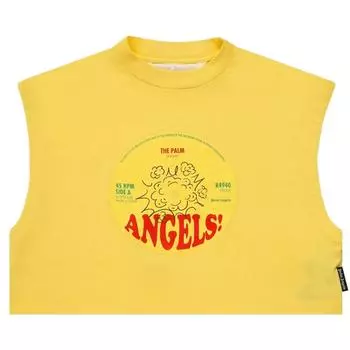 Футболка Palm Angels Records Angels Muscle, женские топы желтого/красного цвета PWAA038S21JER0021825 M