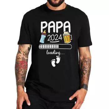 Футболка Papa 2024, забавные футболки будущего для папы для любителей пива, подарочные футболки, футболки унисекс с круглым вырезом, большие футболки XS чёрный