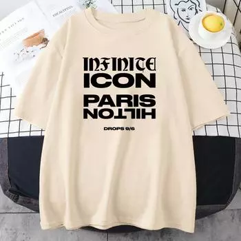 Футболка Paris-Hilton Infinite Icon, хлопковые летние футболки с коротким рукавом, повседневные футболки для женщин и мужчин, высококачественные футболки с графическим принтом XS чёрный